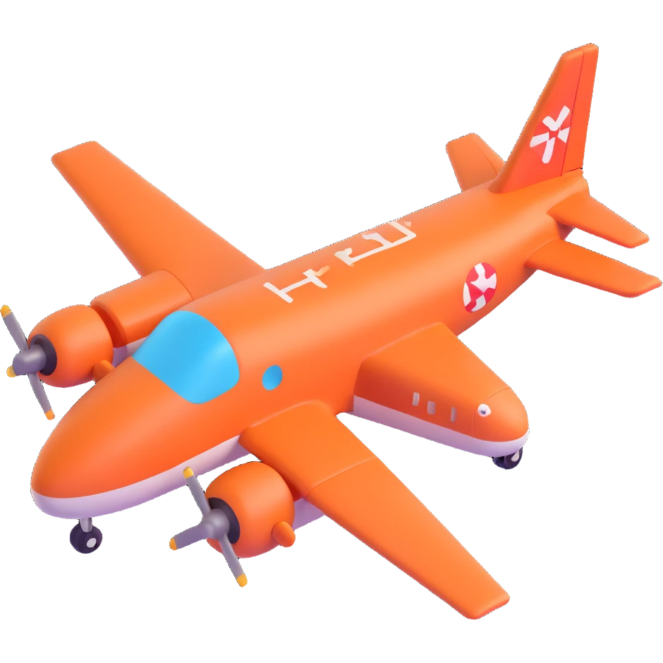 3D cartoon bomber airplane, vibrant colors, exaggerated proportions, cute details, playful style emoji