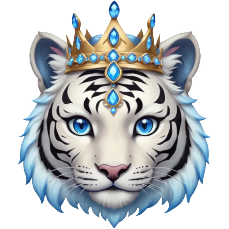 ESO Female white/black tiger khajiit leader of the umbral rose, glowing blue eyes, glowing blue 'third eye' gem, something symbolizing leadership ruling  emoji