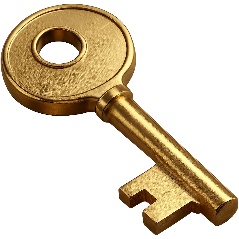 gold key, illustration style, transparent background emoji