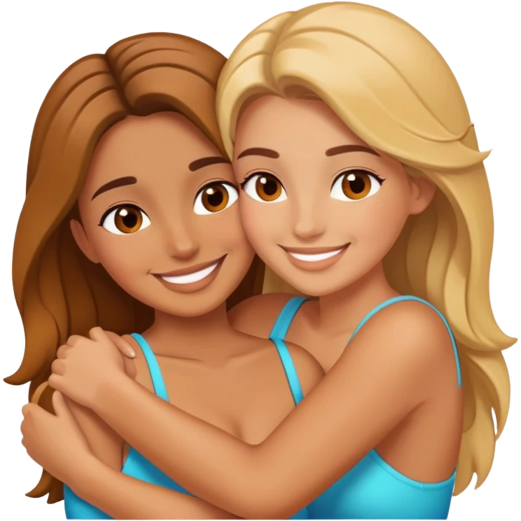 Amigas lindas abrazándose  emoji
