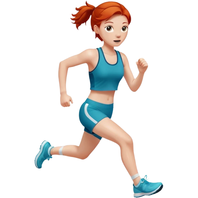 create a redhead girl dressed in a matching set running emoji