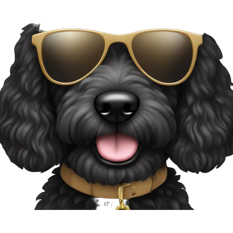 Black golden doodle  with sunglasses emoji