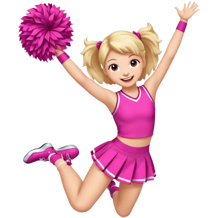 Pink girly cheerleader jumping emoji