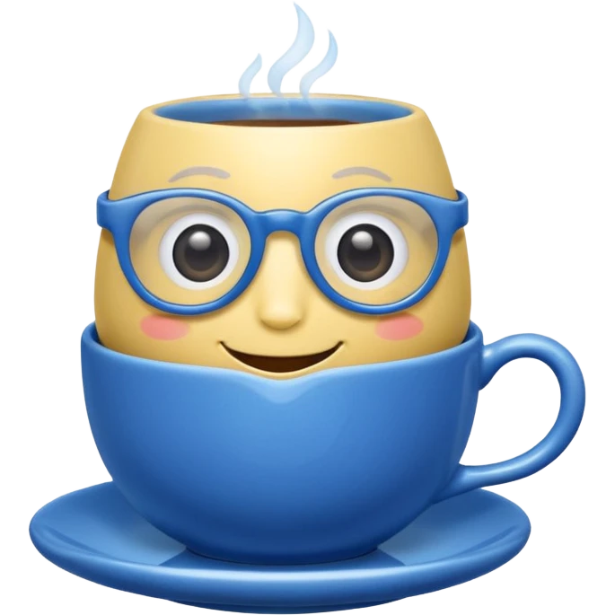 talking teacup blue with glassess emoji