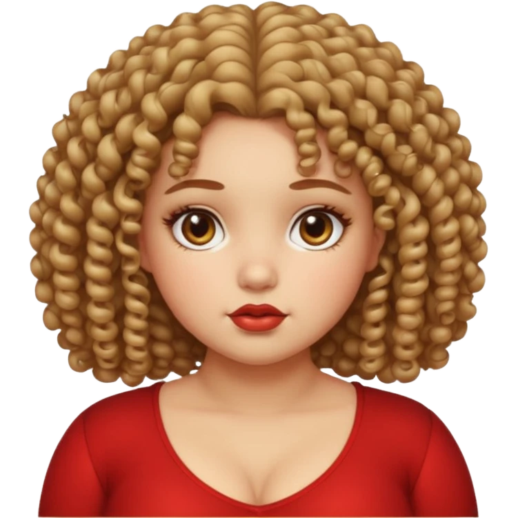 a girl face with kinky, horny, seductive expression with curly hair.the face will be round and chubby emoji