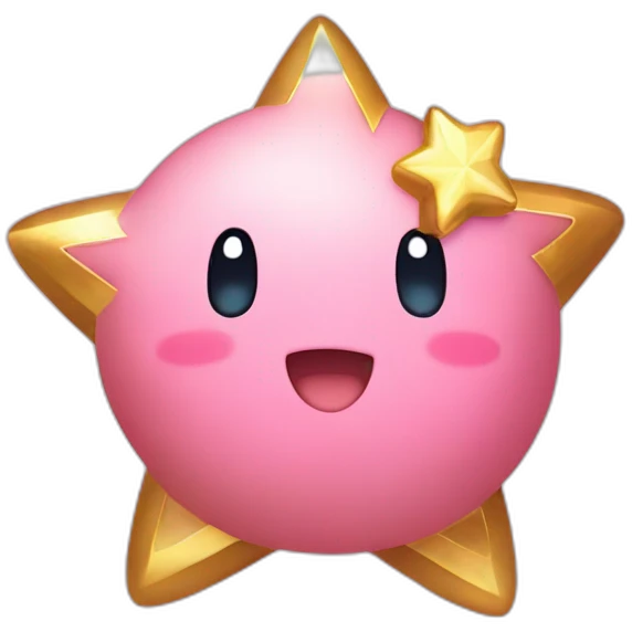 cute happy Kirby holding a golden star emoji