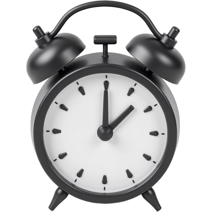 a realistic metallic alarm clock, skeuomorphism style emoji