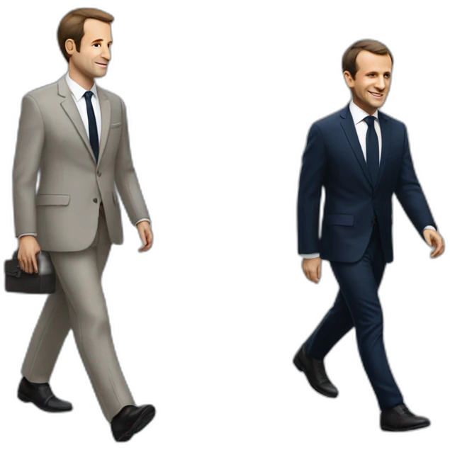 Valentin Demé and Macron walking emoji