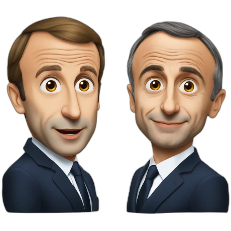 Emmanuel Macron qui fait un bisou à Éric Zemmour emoji