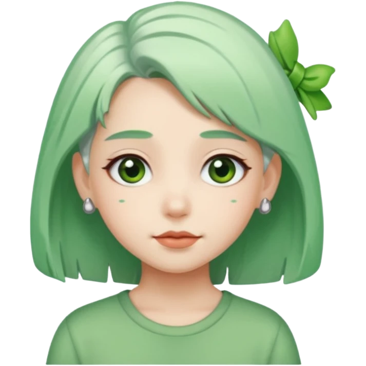 girl with white  green hair clip emoji