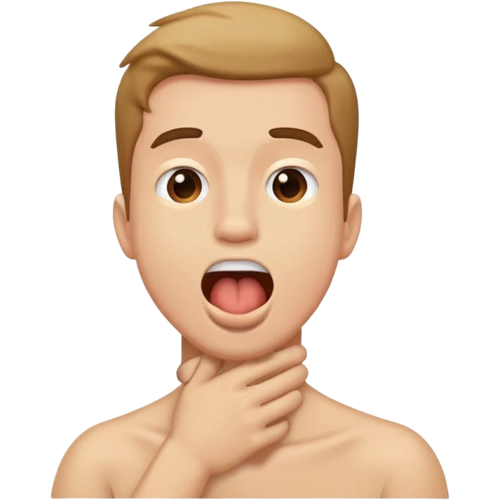 Guy holding his neck with mouth open emoji