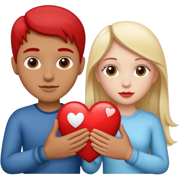 Two people holding half a heart up emoji