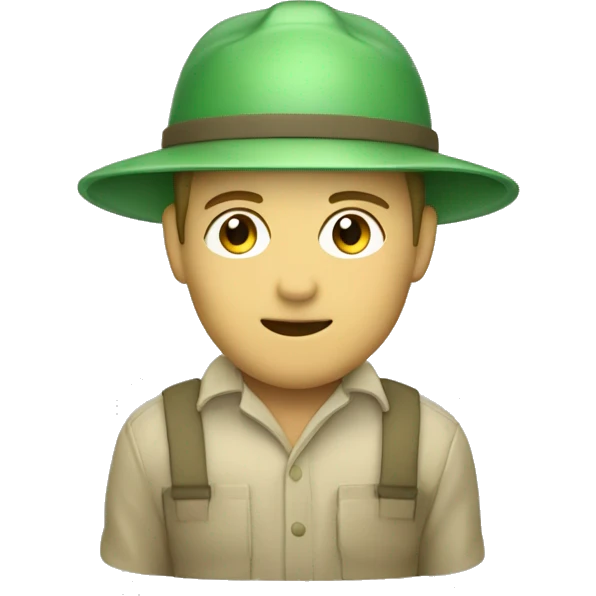 gardener pith helmet beige jacket green trees  emoji