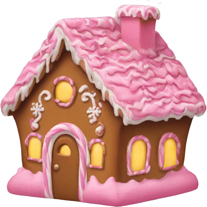 A pink gingerbread house emoji