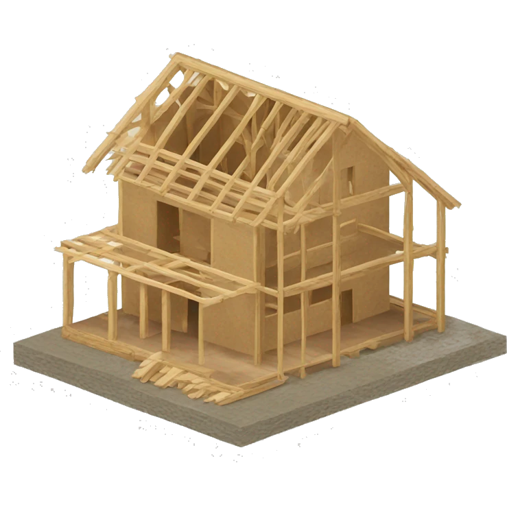 wooden house under construction emoji