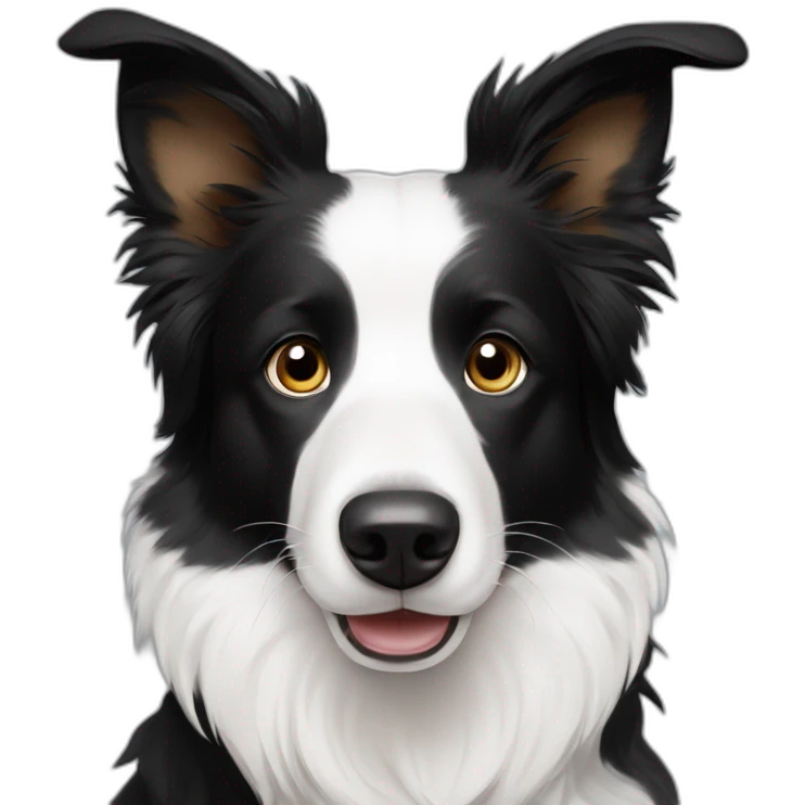 Border collie with white ears and white-fur by a-around-left-eye emoji