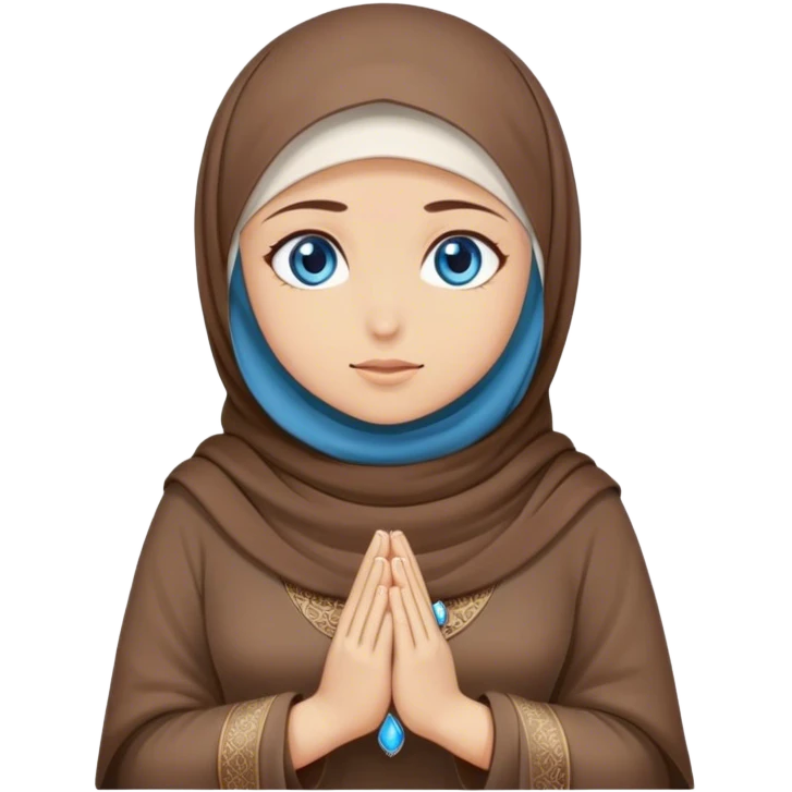 Turkish beautiful finish Konya girl blue eyes with hijab and brown stone dress it prays emoji