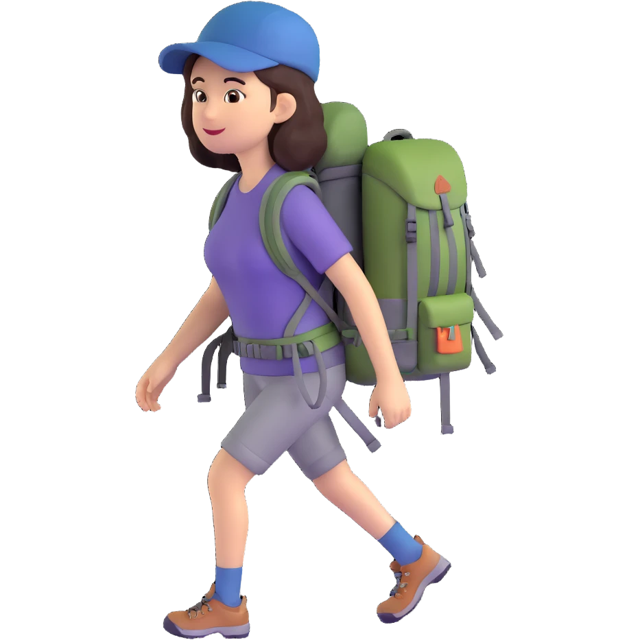 woman with hiking backpack emoji