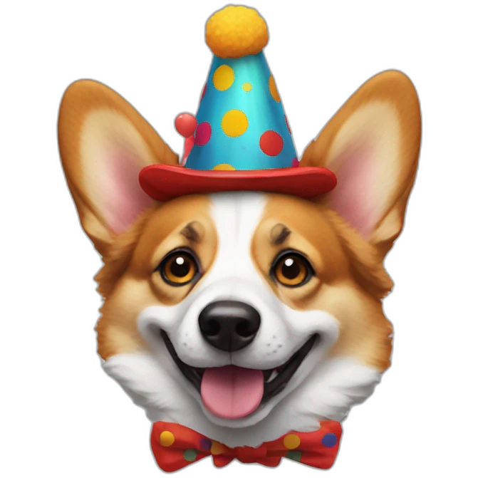 corgi dressed like clown emoji