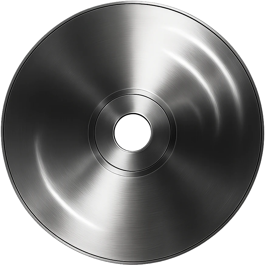 A minimalist CD disc with abstract pattern, glowing effect, blue color emoji