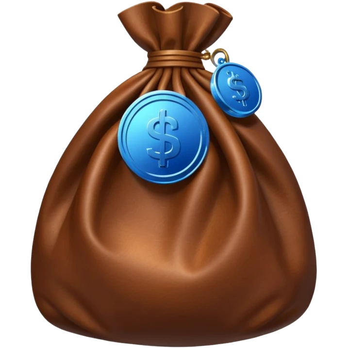 brown money bag with a blue coin  emoji