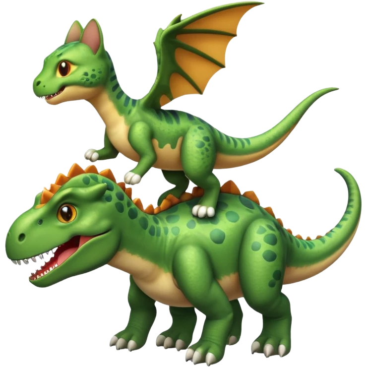 Cat and dinosaur flying emoji