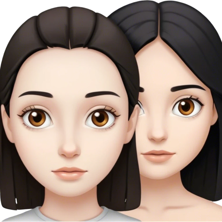 beautiful pale brunette girl with brown eyes and pale man black hair grey eyes emoji