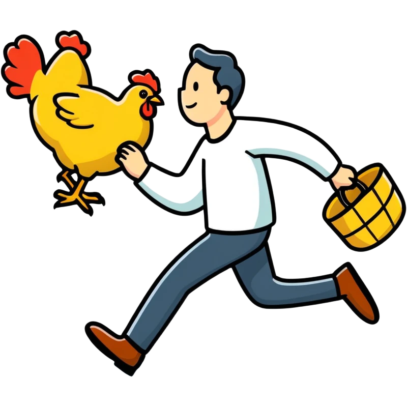 Man chasing chicken ￼ emoji