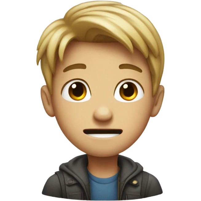 A boy making a cringe face emoji