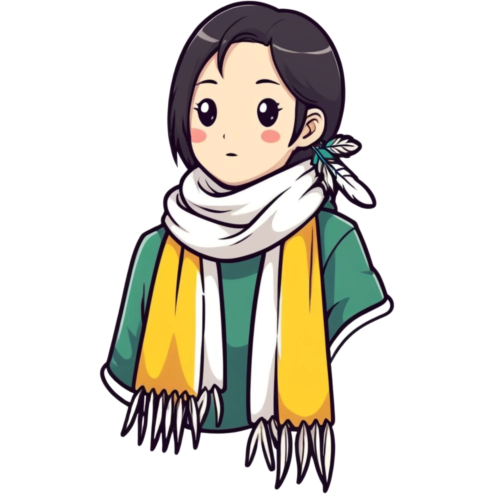 feather scarf, light and airy, cartoon sticker style emoji
