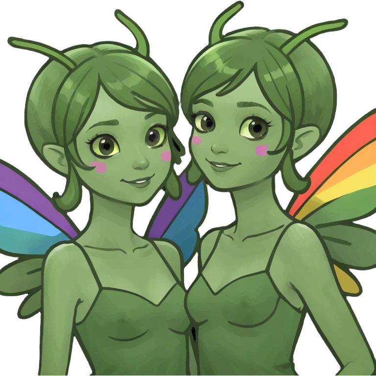 Two Fairy Sisters with Rainbow Wings emoji