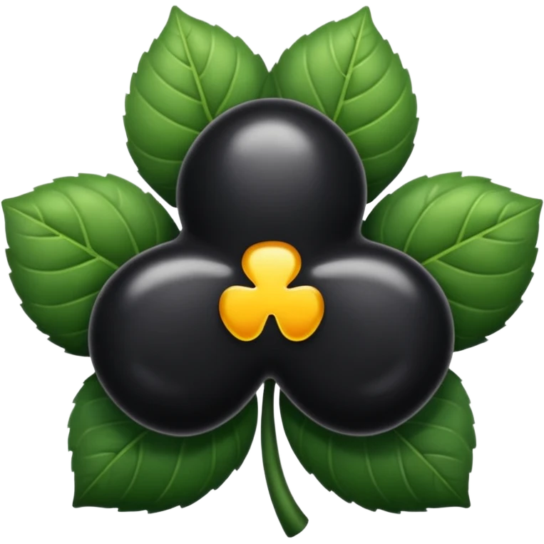 Trébol  color negro con cinco hojas  emoji