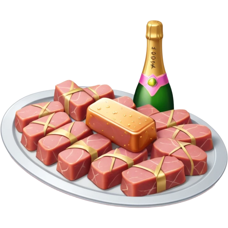 pink champagne and french spam meat platters  emoji