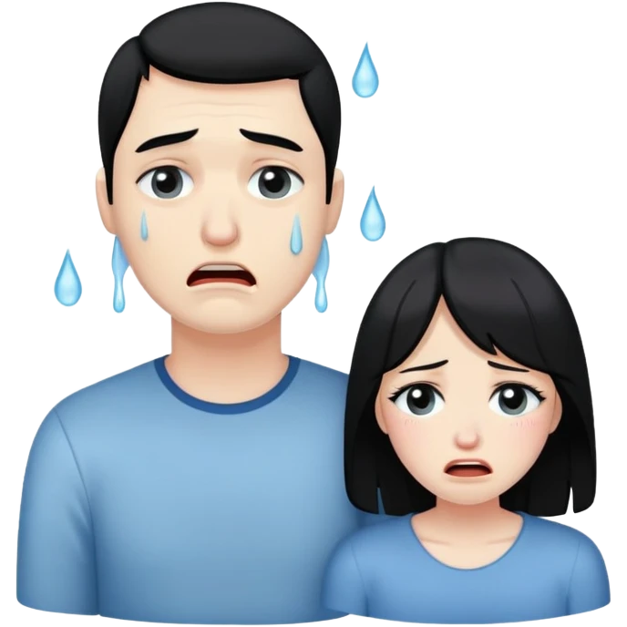 couple with black hair crying tears  emoji