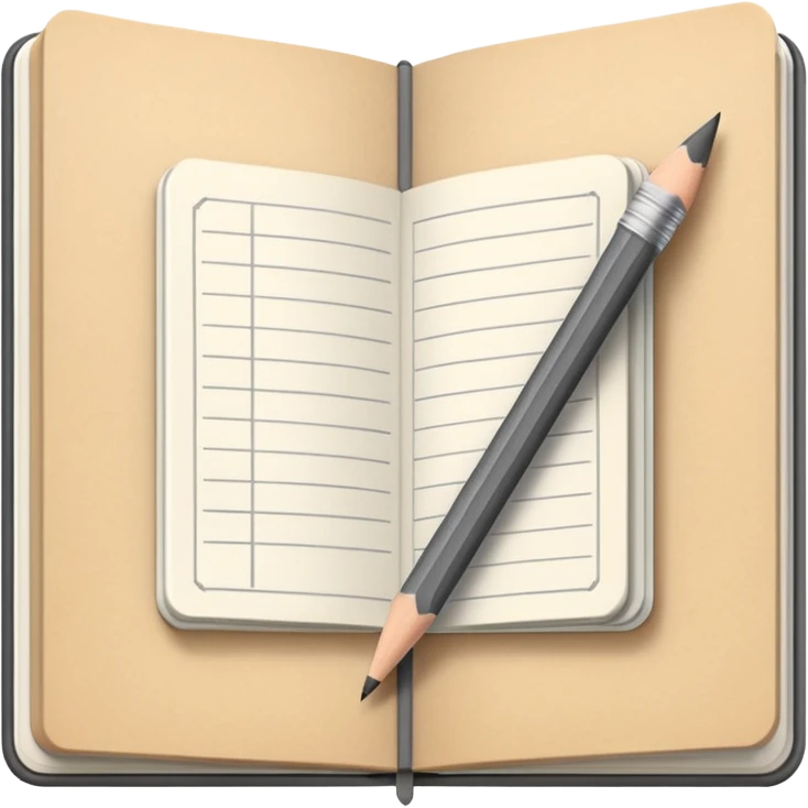 open sketchbook with a pencil on it emoji