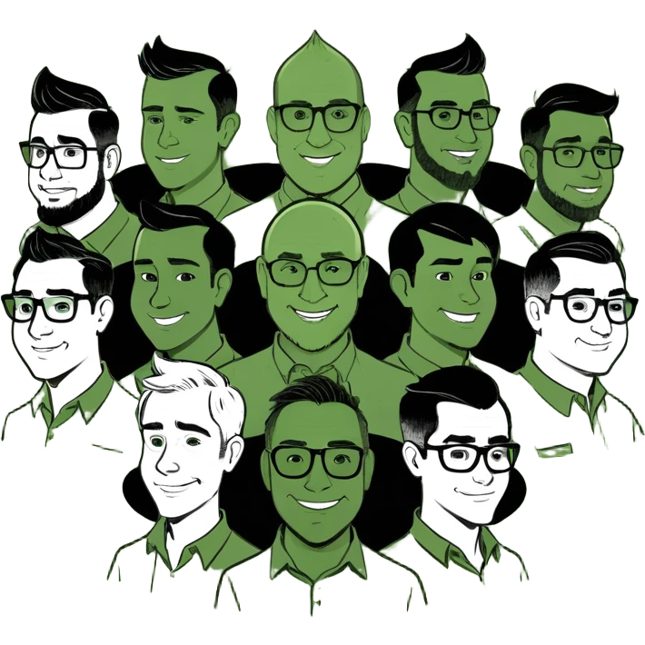 A group of 8 designers and one manager emoji