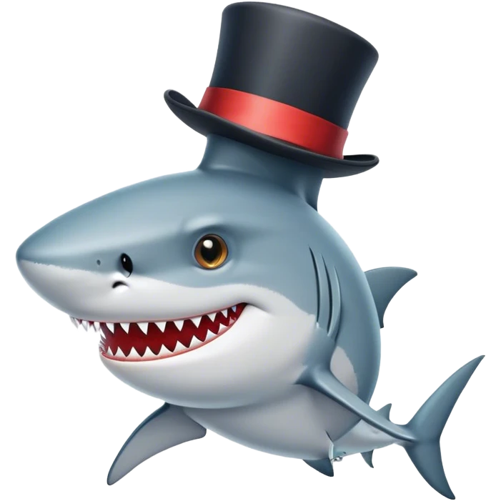 Shark with a top hat emoji