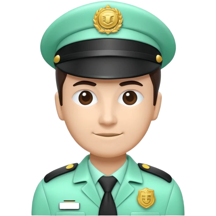 Fonction Publique (Public Service), 3D techy icon with black and mint green (#B5F4D3) color scheme, government worker with badge emoji