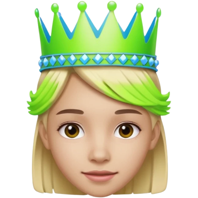 A stylish teen wearing a neon plastic crown for fun. emoji