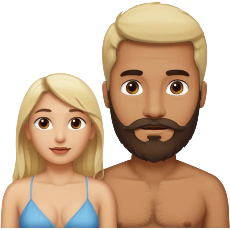 Indian man with beard holding naked blonde woman vagina emoji