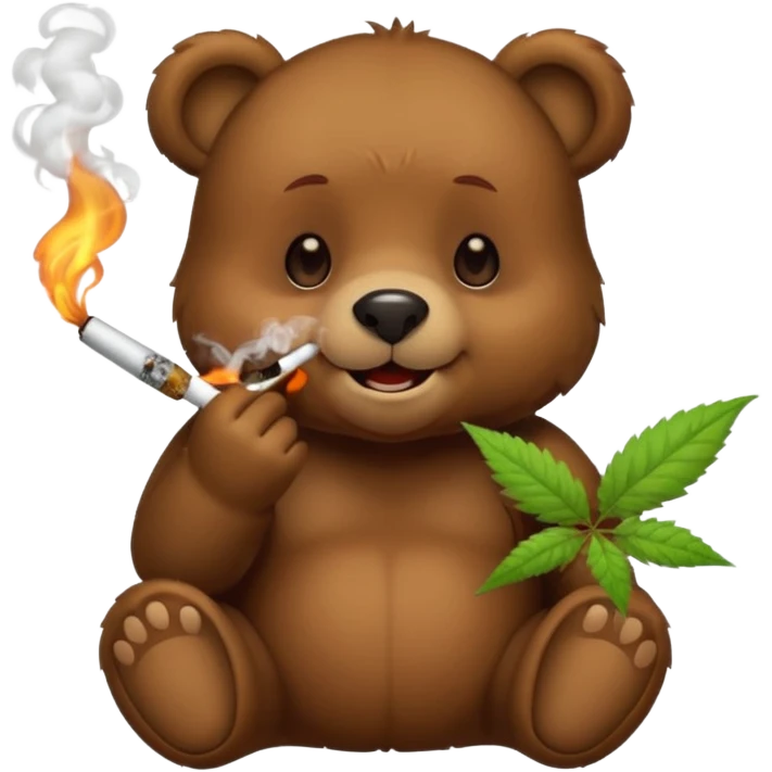 a cute bear smoking weed emoji