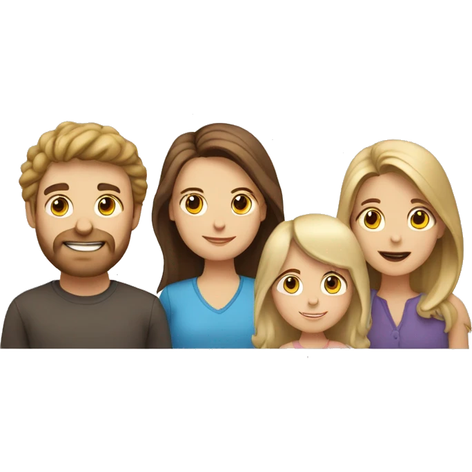 White family, 1 mom with brown hair, 1 boy with Brown hair, 1 girl with long blond hair emoji