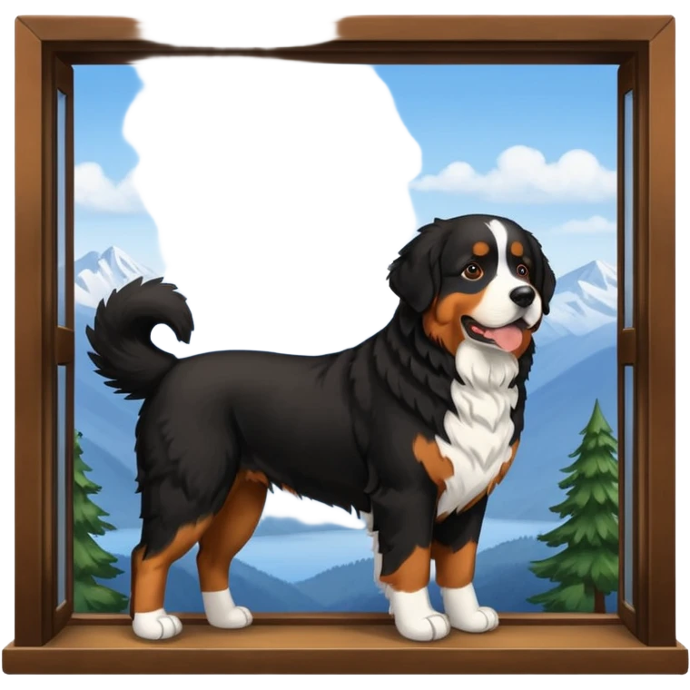black 4Runner with Bernese mountain dog inside at window emoji