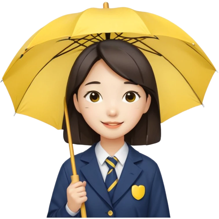 A koean girl wear school uniforms hold yellow umbrella emoji