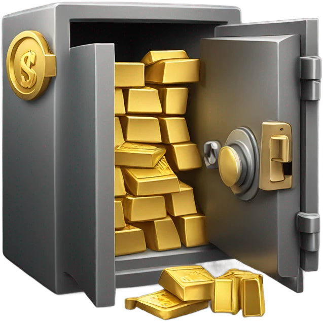 super realistic open safe with gold emoji