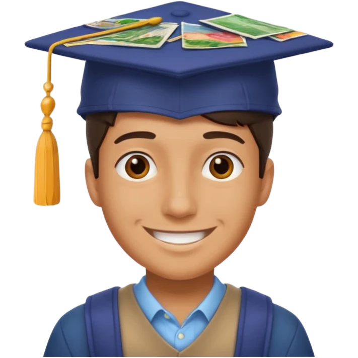 man student with collage hat emoji