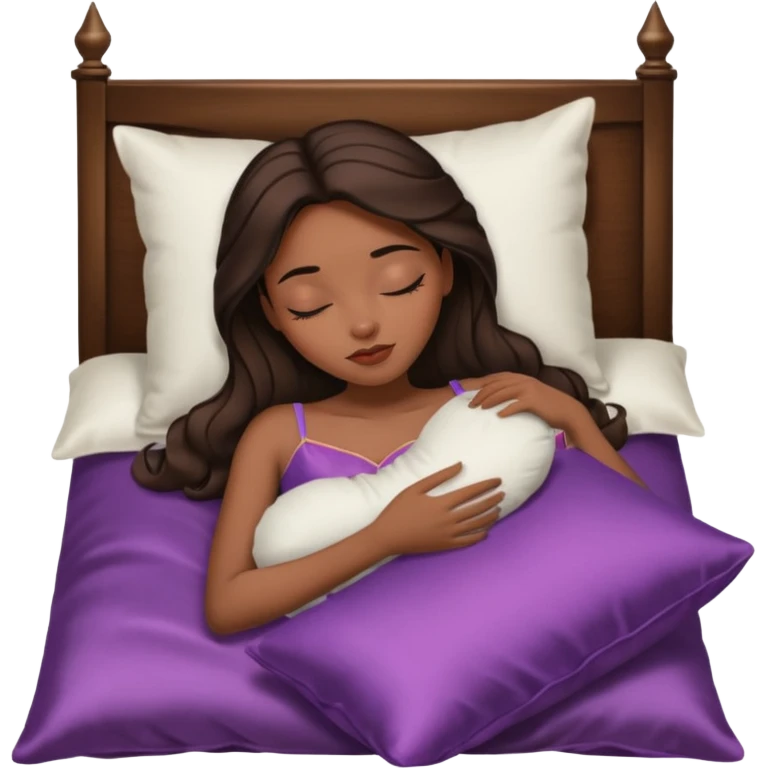 sleeping beauty brunette  black girl with a silk pillow emoji