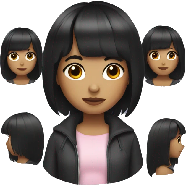 girl with black hair and bangs emoji