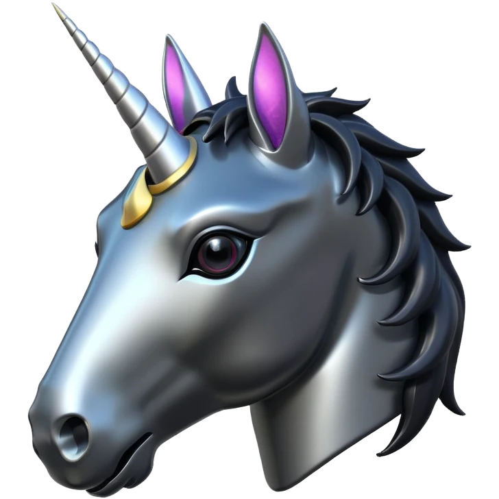 black robotic unicorn head emoji