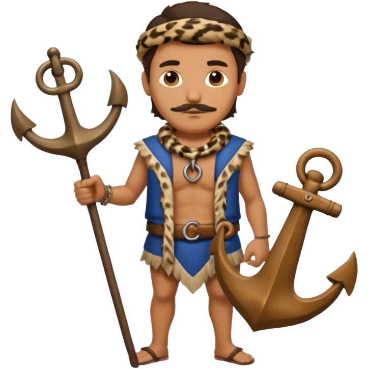 Ancient  man with animal skin clothes with Anchor emoji